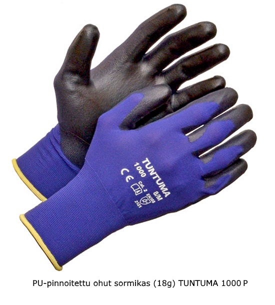 TUNTUMA ohut PU-pinnoite nylonsormikas